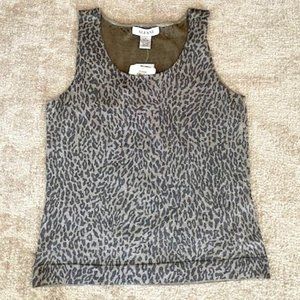 Alfani Mykonos Leopard Print Silk blend Tank Top